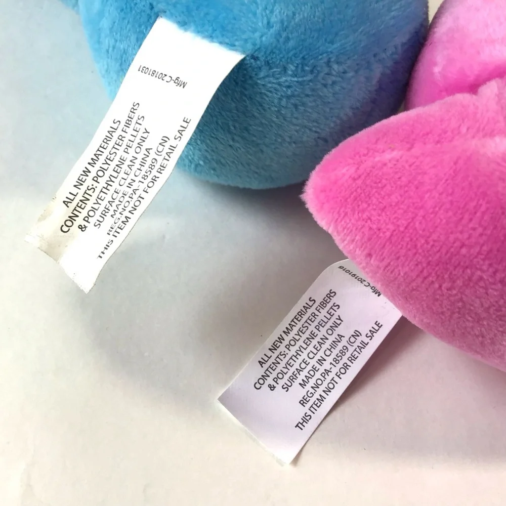 PEEPS Easter Plush Pink Chick & Blue Bunny Rabbit Lot Of 2 Bean Weighted Bottoms